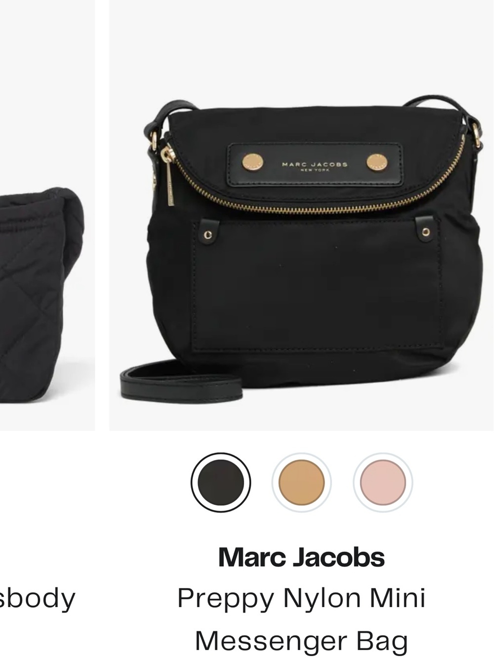 Marc Jacobs Black Nylon Mini Crossbody with Gold Hardware